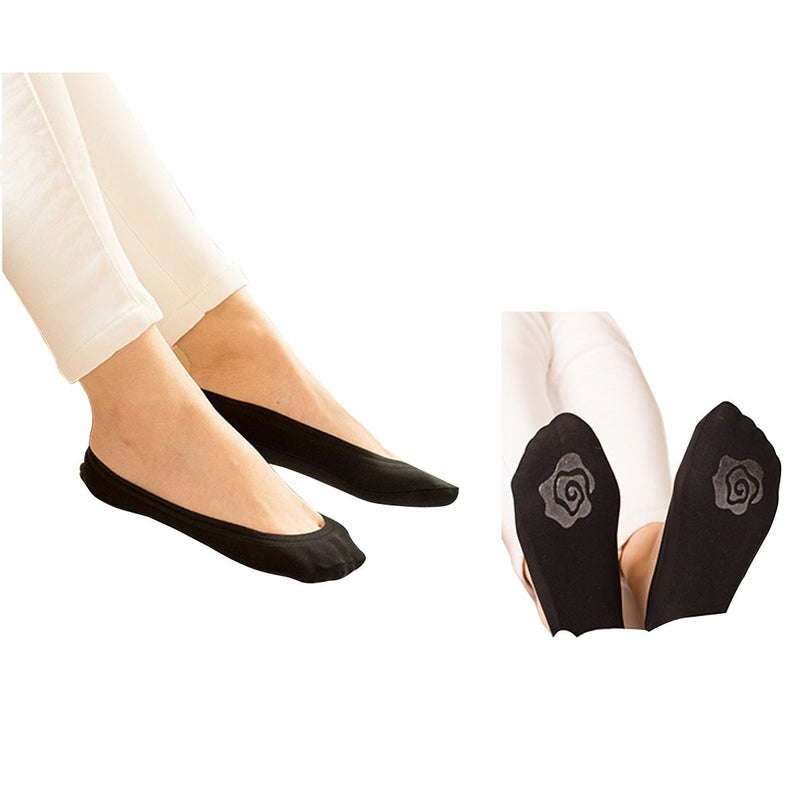 Jarseen 4 Pairs No Show Liner Socks Women's Low Cut Cotton Nylon Boat Invisible Hidden Socks Non-Slip for Flats (Shoe Size 9-11, 2Black+2Nude) - Image 5